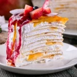 Bolo de Crepe com Geleia de Morango e Maracujá
